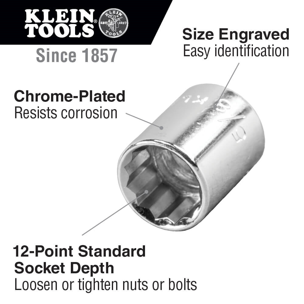 Klein 65800 1/2 in. Drive 7/16 in. 12 pt. Socket - Ace Tool Group - Klein
