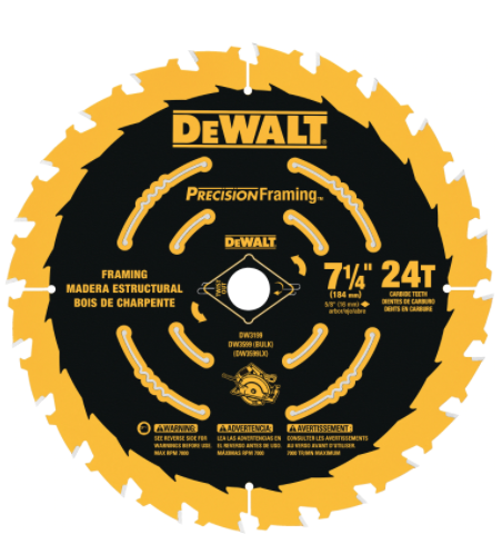Dewalt Dw3599B10 7-1/4 24T Bulk 10-Pack Precision Framing Saw Blade (10 Pack) - Ace Tool Group - DeWalt