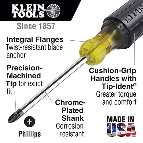 Klein 605-8 1/4 in. Cabinet Screwdriver, 8 in. - Ace Tool Group - Klein