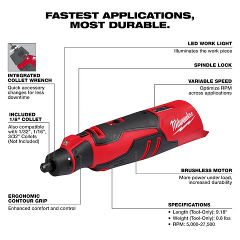 Milwaukee M12 Brushless Rotary Tool Kit - Ace Tool Group - Milwaukee