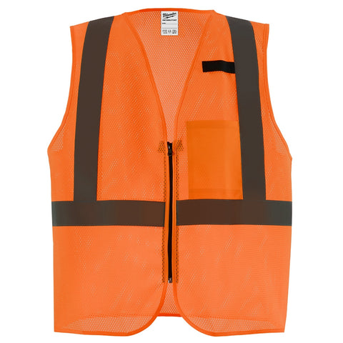 Milwaukee Class 2 High Visibility Orange Mesh One Pocket Safety Vest - Ace Tool Group - Milwaukee