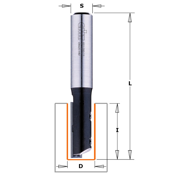 CMT 651.727.11 Insert Carbide Straight Bit, 1/2-Inch Diameter, 1/2-Inch Shank - Ace Tool Group - CMT