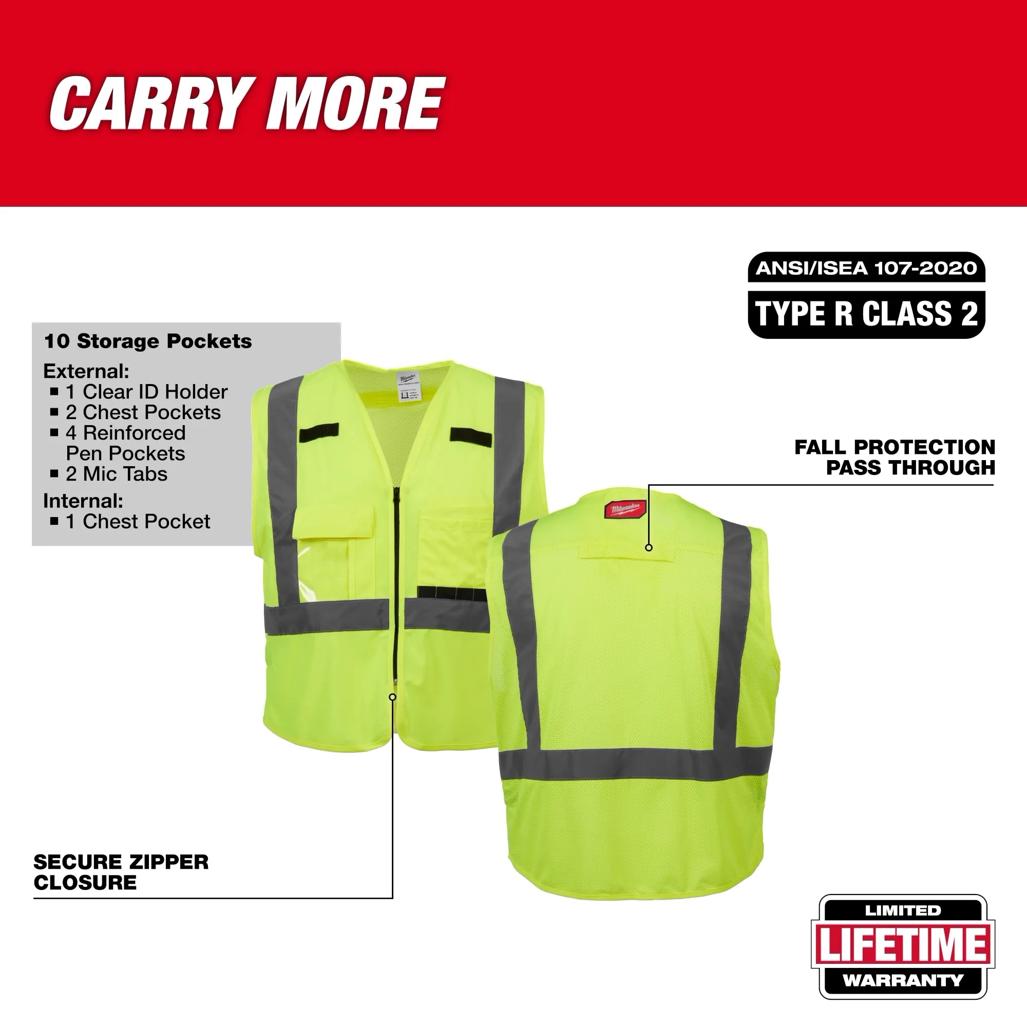 Milwaukee 48-73-5074 High Visibility Orange Safety Vest - 4X/5X (CSA) 12 Pack - Ace Tool Group - Milwaukee