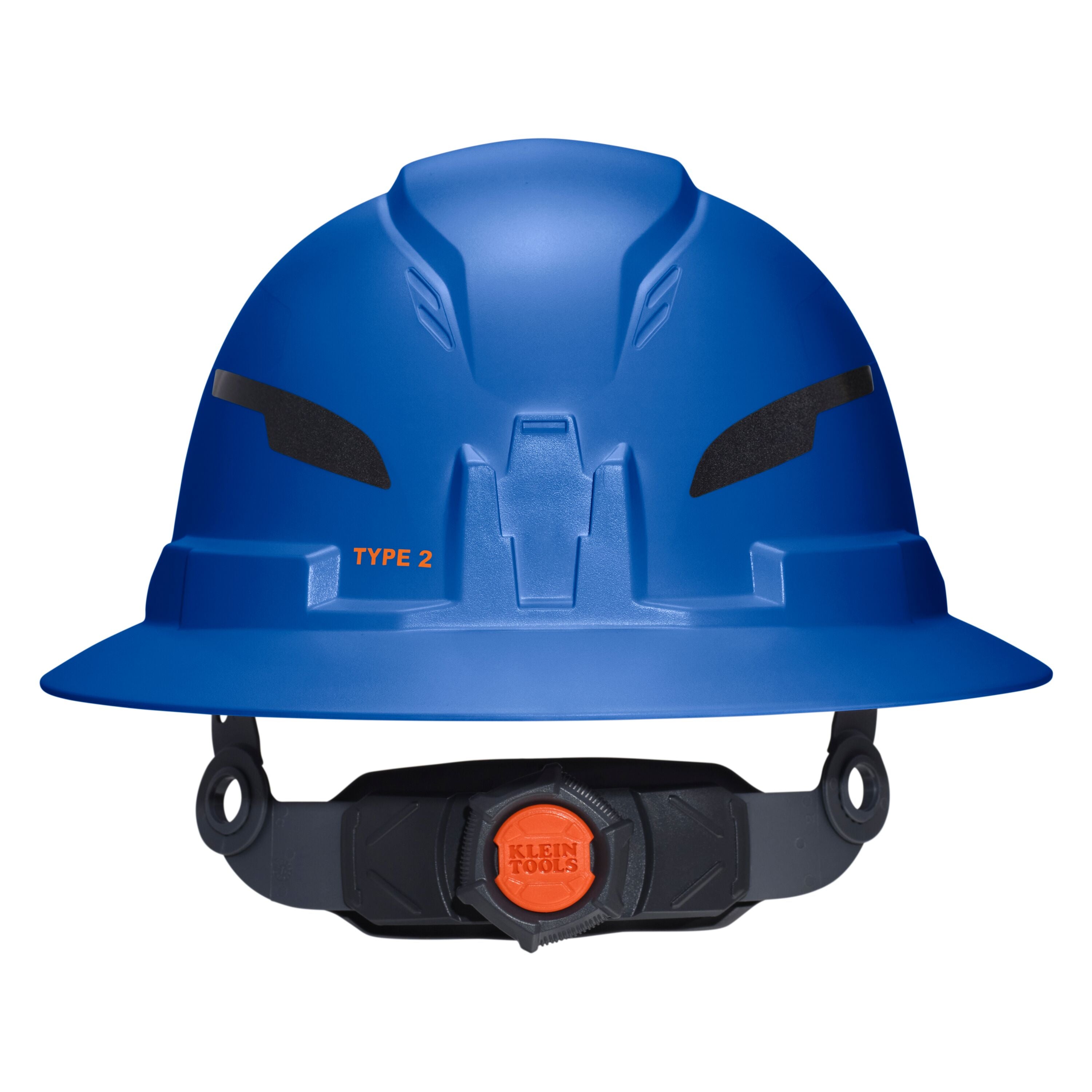 Klein 60249T2 Class E Type-2 Hard Hat, Non-Vented Full Brim Style with Strap, Blue - Ace Tool Group - Klein