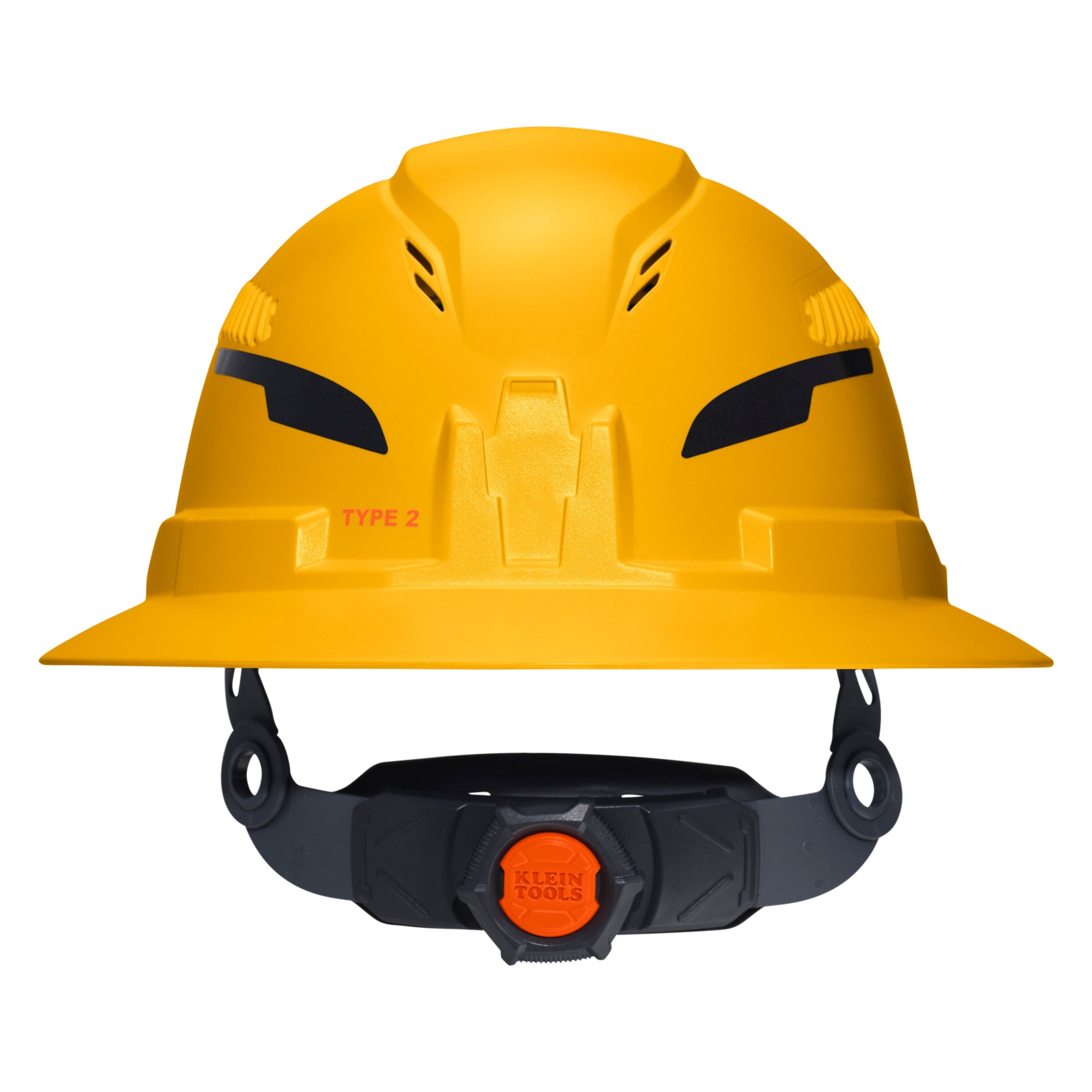 Klein 60262T2 Class C Type-2 Hard Hat, Vented Full Brim with Strap, Yellow - Ace Tool Group - Klein