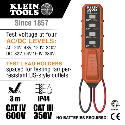 Klein ET45VP AC/DC Receptacle Electrical Test Kit - Ace Tool Group - Klein