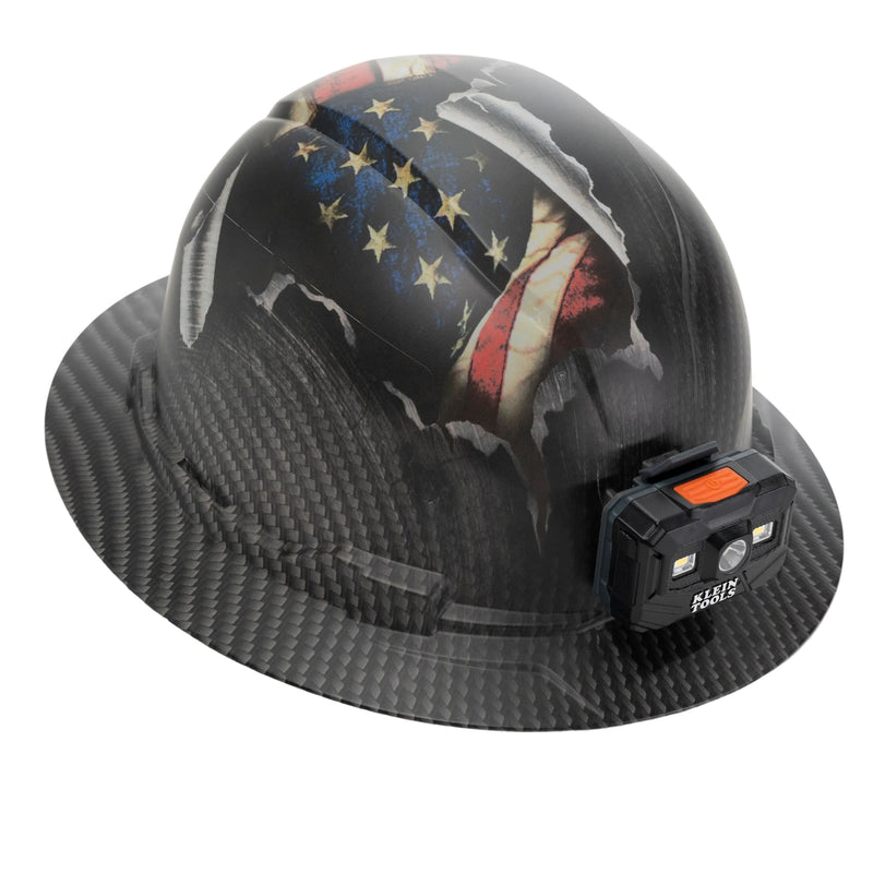 Klein 60346FS Hard Hat, Freedom Series KARBN™ Pattern, Non-Vented Full Brim, Class E