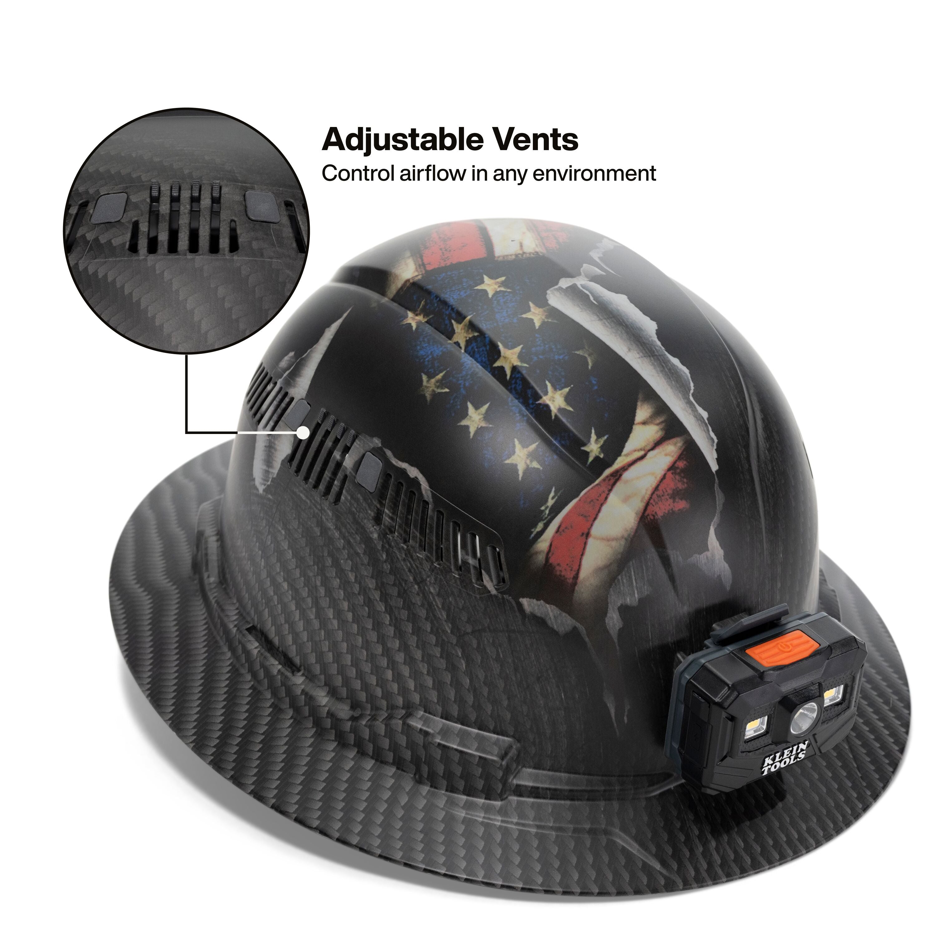 Klein Hard Hat, Freedom Series KARBN™ Pattern, Vented Full Brim, Class C - Ace Tool Group - KLEIN