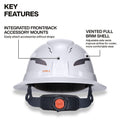 Klein 60407T2RL Type-2 Hard Hat, Vented Full Brim with Rechargeable Headlamp, White - Ace Tool Group - Ace Tool Group