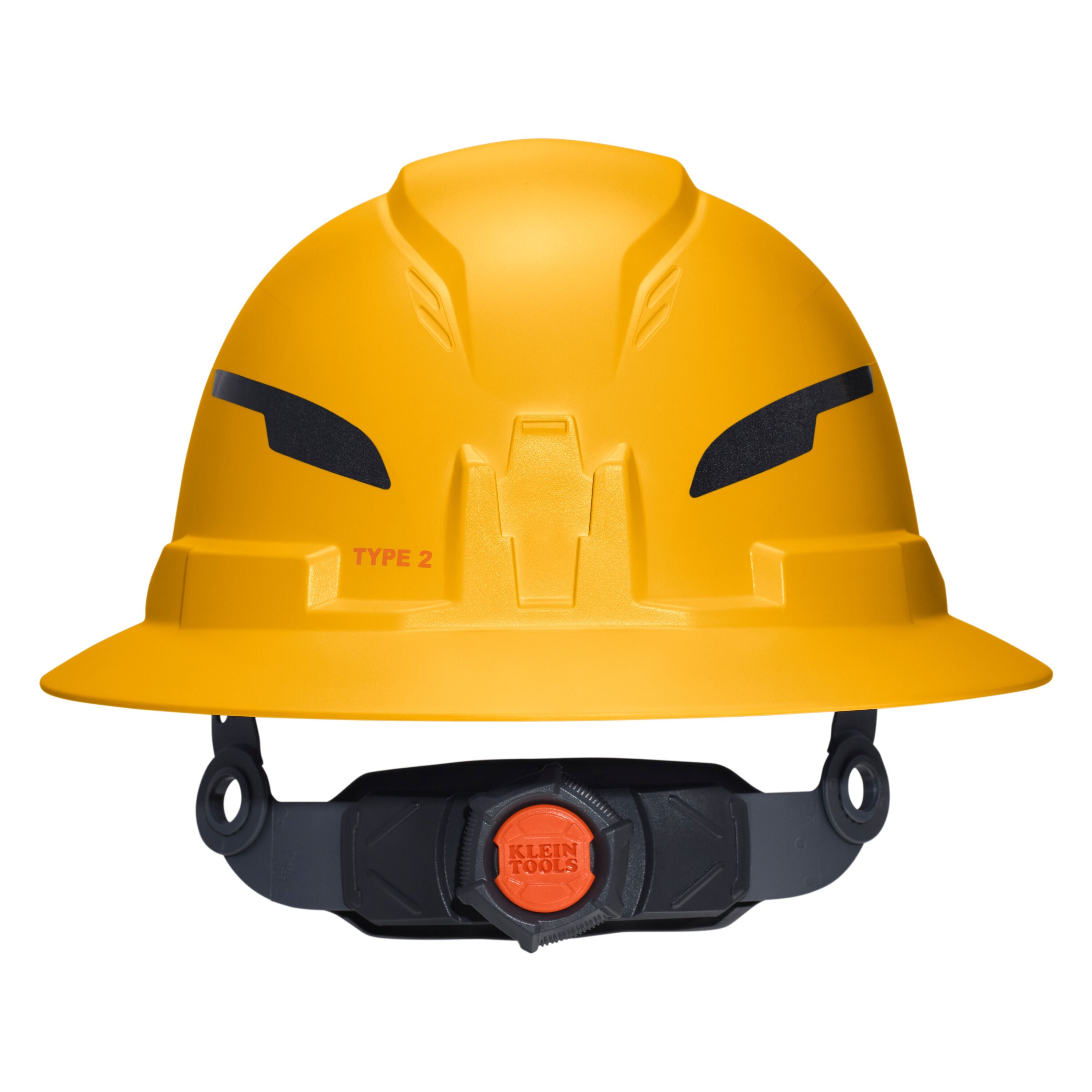 Klein 60489T2 Class E Type-2 Hard Hat, Non-Vented Full Brim Style with Strap, Yellow - Ace Tool Group - Klein