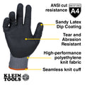Klein 60840 Winter Knit Dip Gloves, Cut A4, XL - Ace Tool Group - Klein