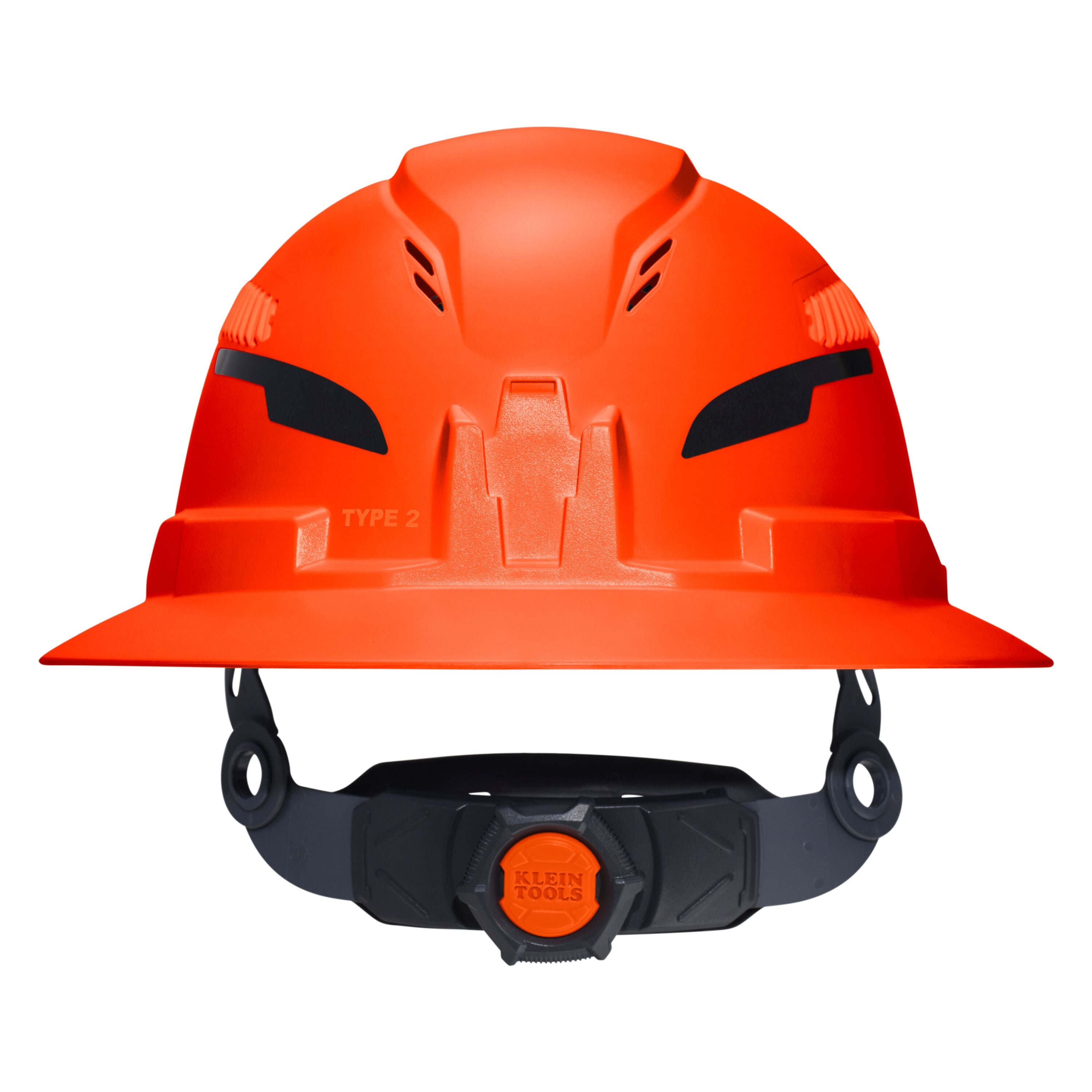 Klein 60861T2 Class C Type-2 Hard Hat, Vented Full Brim with Strap, Orange - Ace Tool Group - Klein