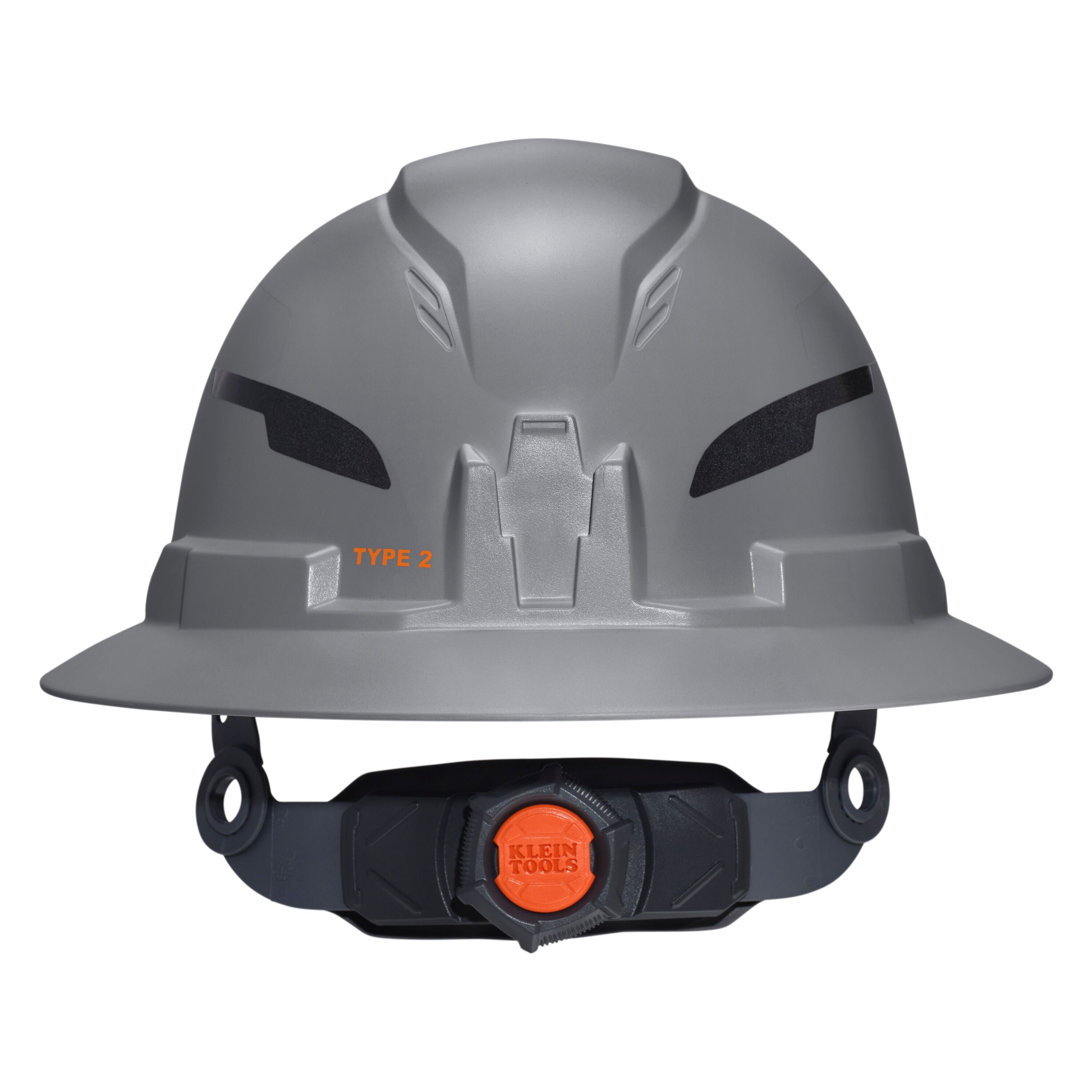 Klein 60863T2 Class E Type-2 Hard Hat, Non-Vented Full Brim Style with Strap, Gray - Ace Tool Group - Klein
