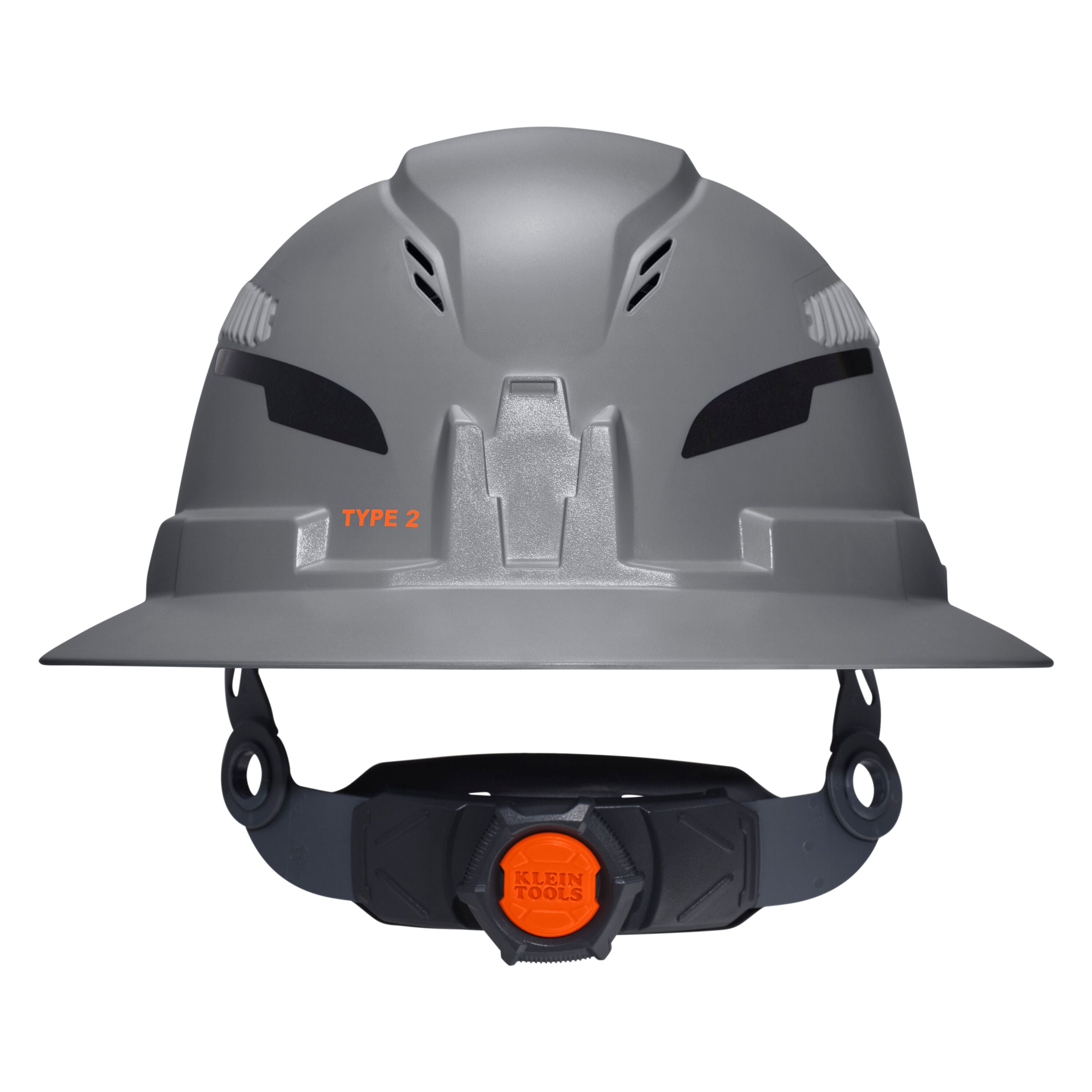 Klein 60864T2 Class C Type-2 Hard Hat, Vented Full Brim with Strap, Gray - Ace Tool Group - Klein