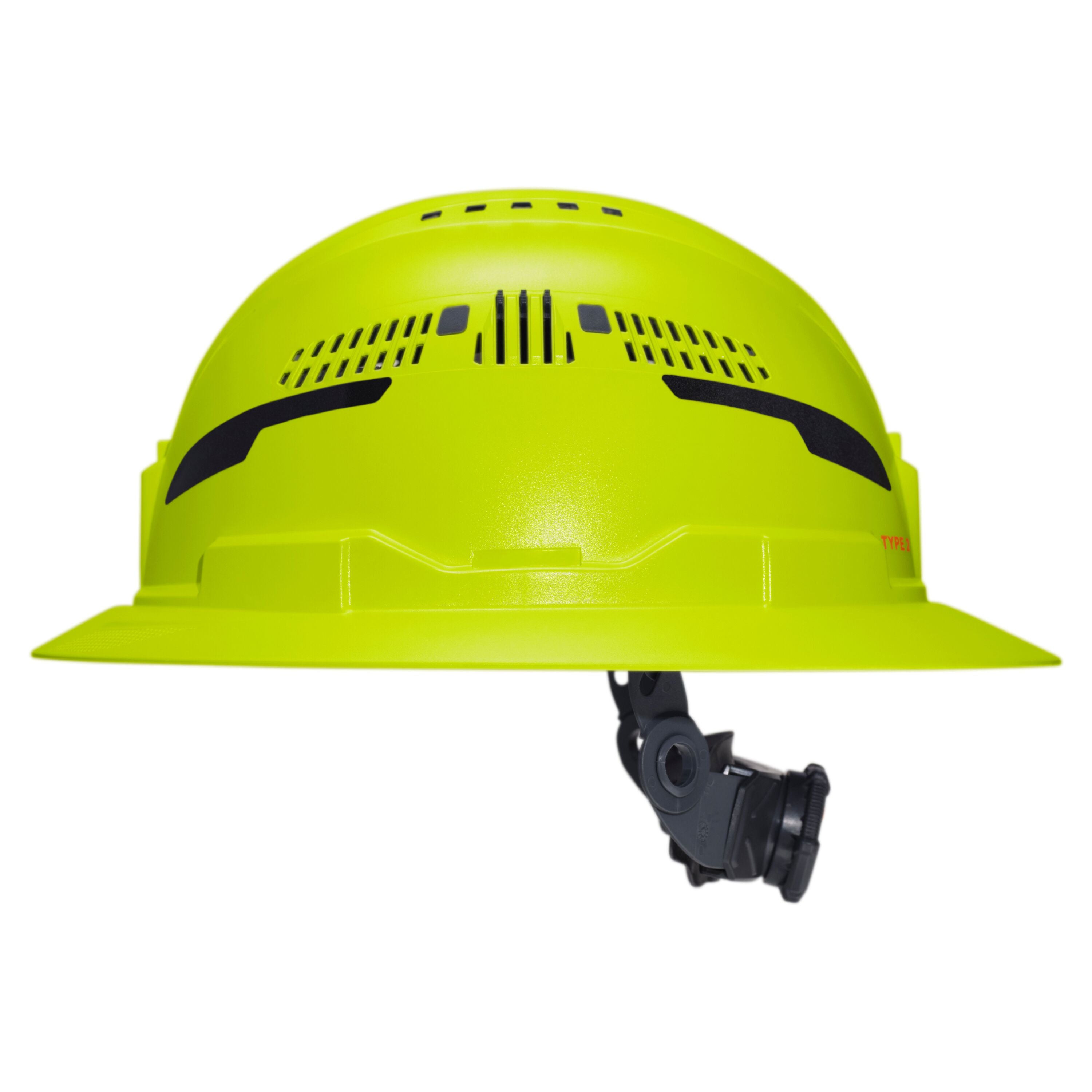 Klein 60911T2 Class C Type-2 Hard Hat, Vented Full Brim with Strap, High Visibility Lime - Ace Tool Group - Klein