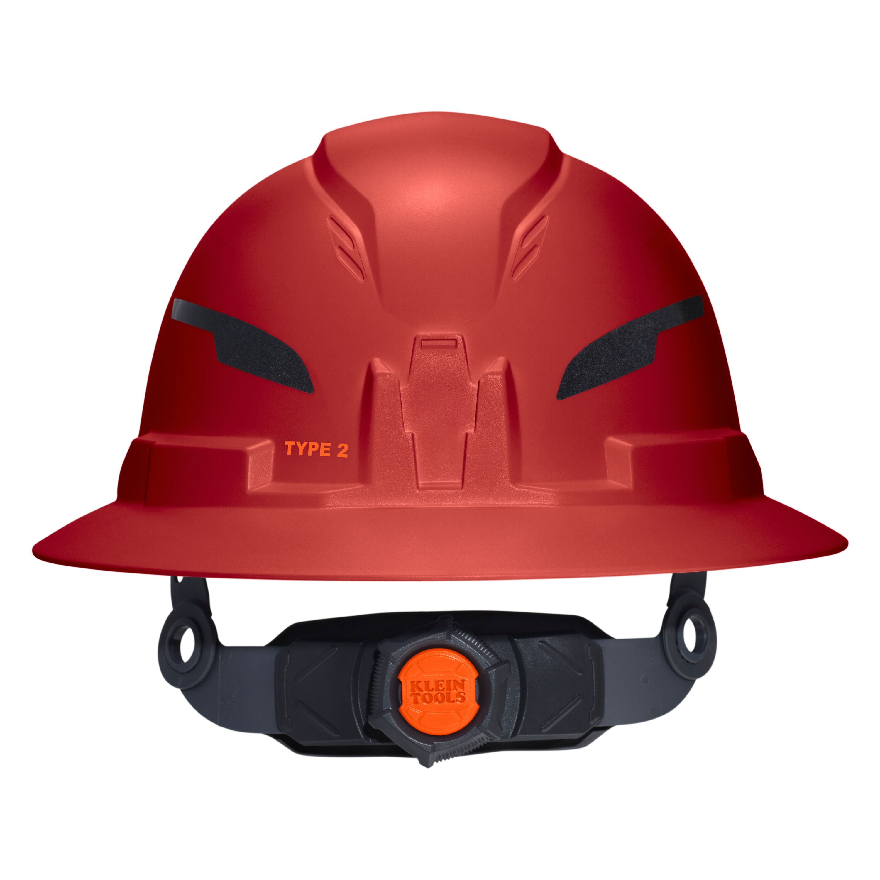 Klein 60920T2 Class E Type-2 Hard Hat, Non-Vented Full Brim Style with Strap, Red - Ace Tool Group - Klein
