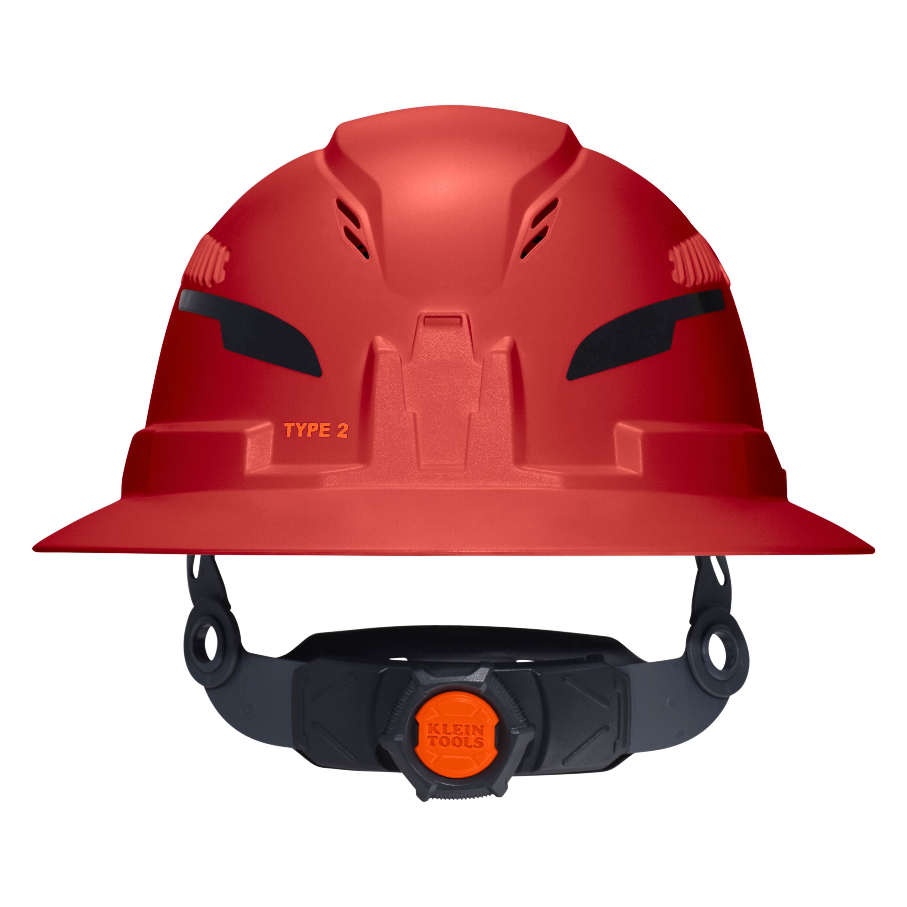 Klein 60921T2 Class C Type-2 Hard Hat, Vented Full Brim with Strap, Red - Ace Tool Group - Klein