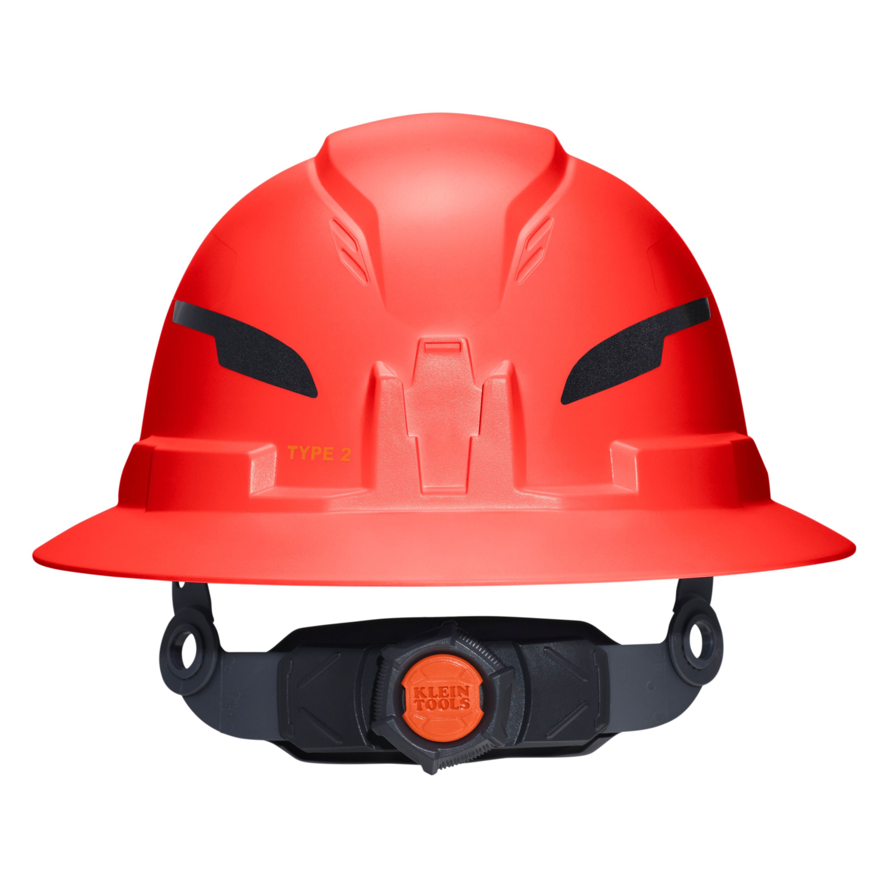 Klein 60930T2 Class E Type-2 Hard Hat, Non-Vented Full Brim Style with Strap, High Visibility Orange