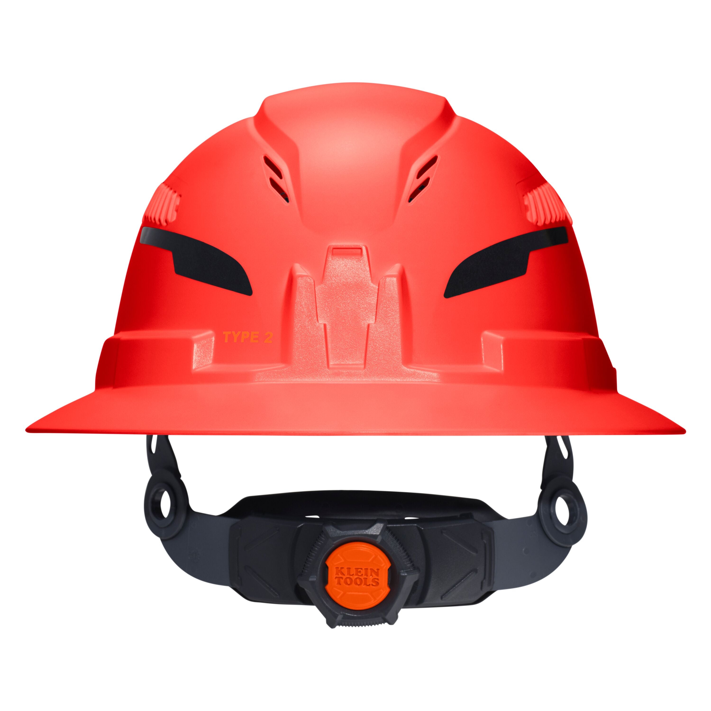 Klein 60931T2 Class C Type-2 Hard Hat, Vented Full Brim with Strap, High Visibility Orange - Ace Tool Group - Klein