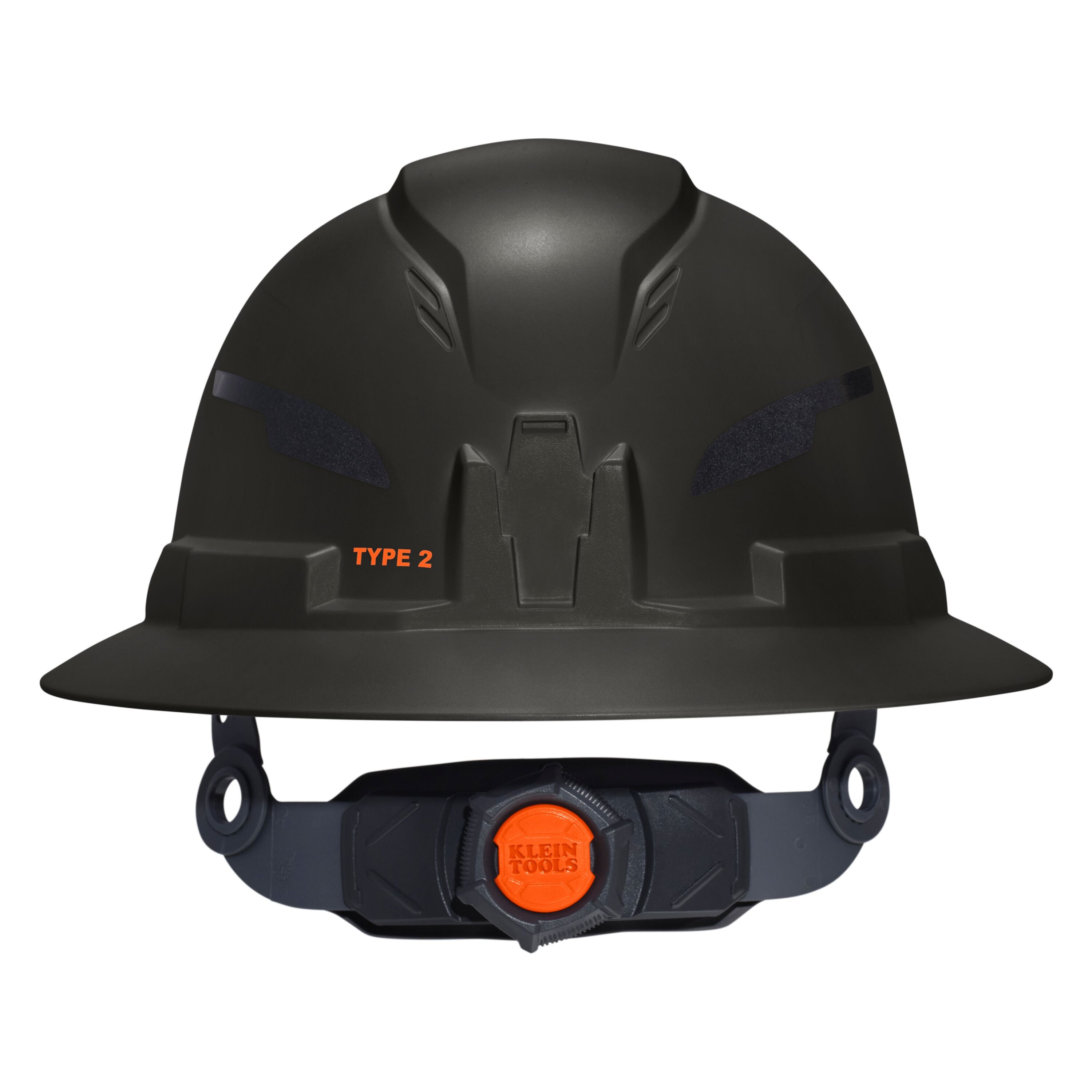 Klein 60960T2 Class E Type-2 Hard Hat, Non-Vented Full Brim Style with Strap, Black - Ace Tool Group - Klein