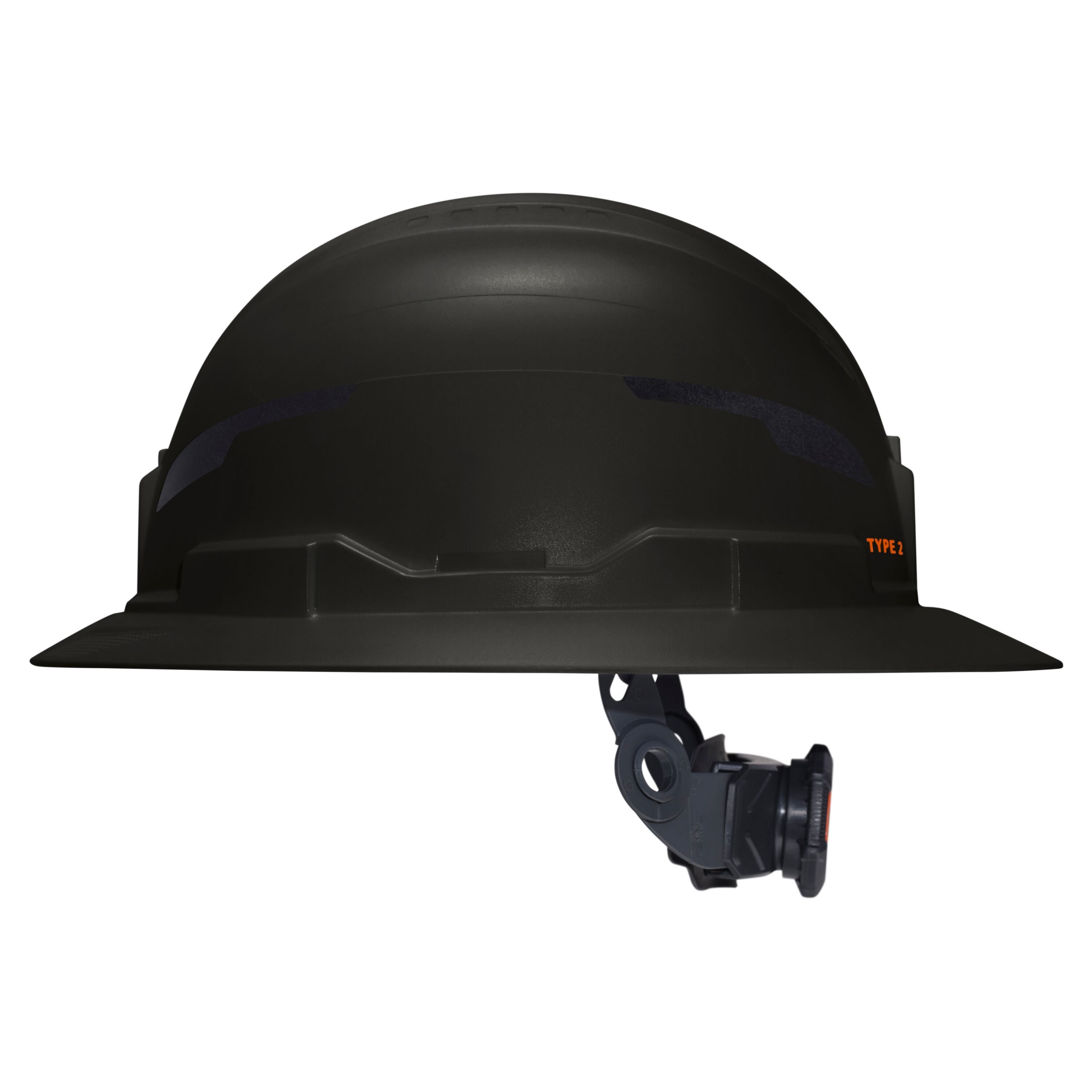 Klein 60960T2 Class E Type-2 Hard Hat, Non-Vented Full Brim Style with Strap, Black - Ace Tool Group - Klein