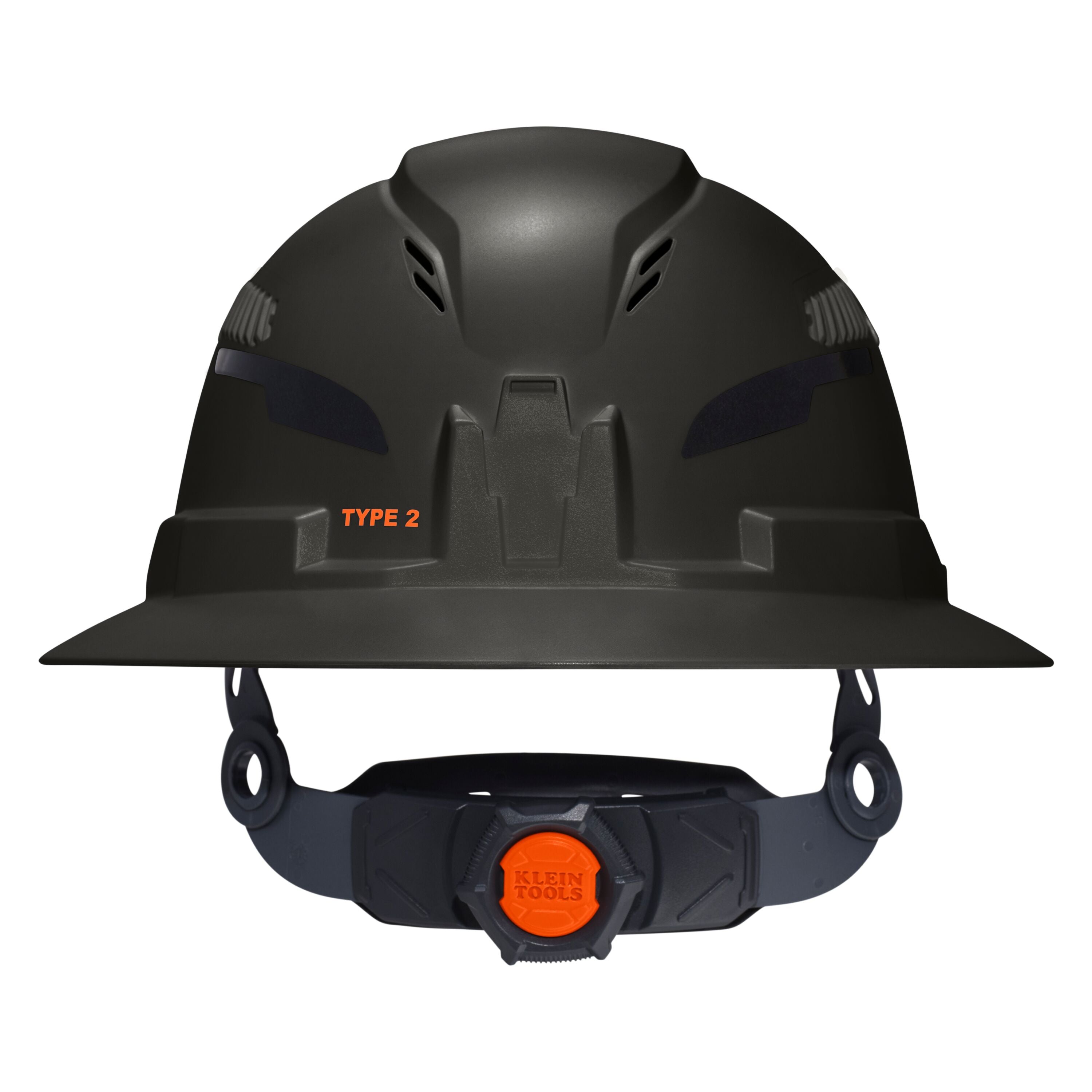 Klein 60961T2 Class C Type-2 Hard Hat, Vented Full Brim with Strap, Black - Ace Tool Group - Klein