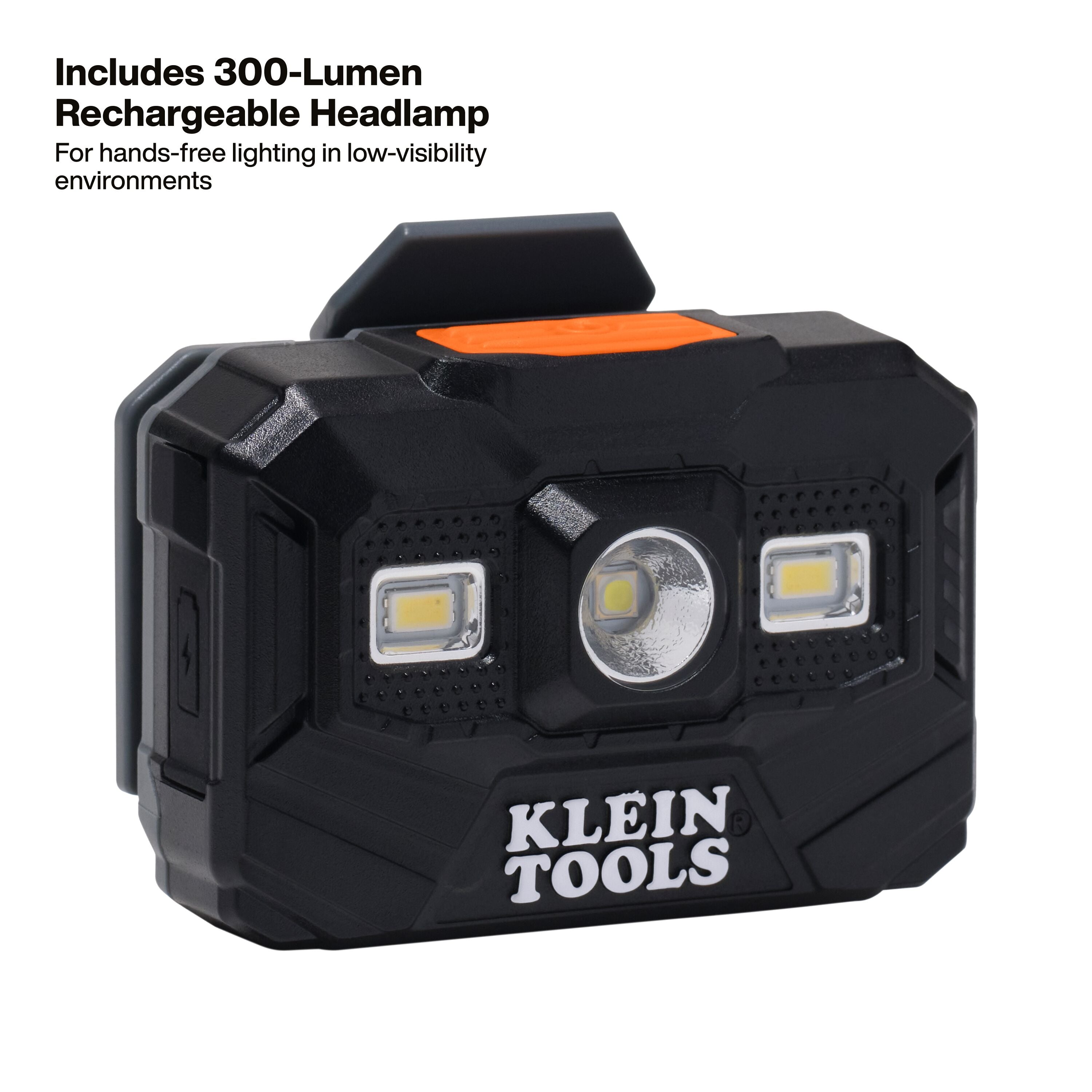 Klein 60996 Hard Hat, REFLEKTOR™ Black Chrome, Vented Full Brim, Class C, Headlamp