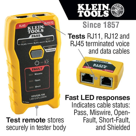 Klein Tools VDV526-100 LAN Explorer Data Cable Tester - Ace Tool Group - Klein