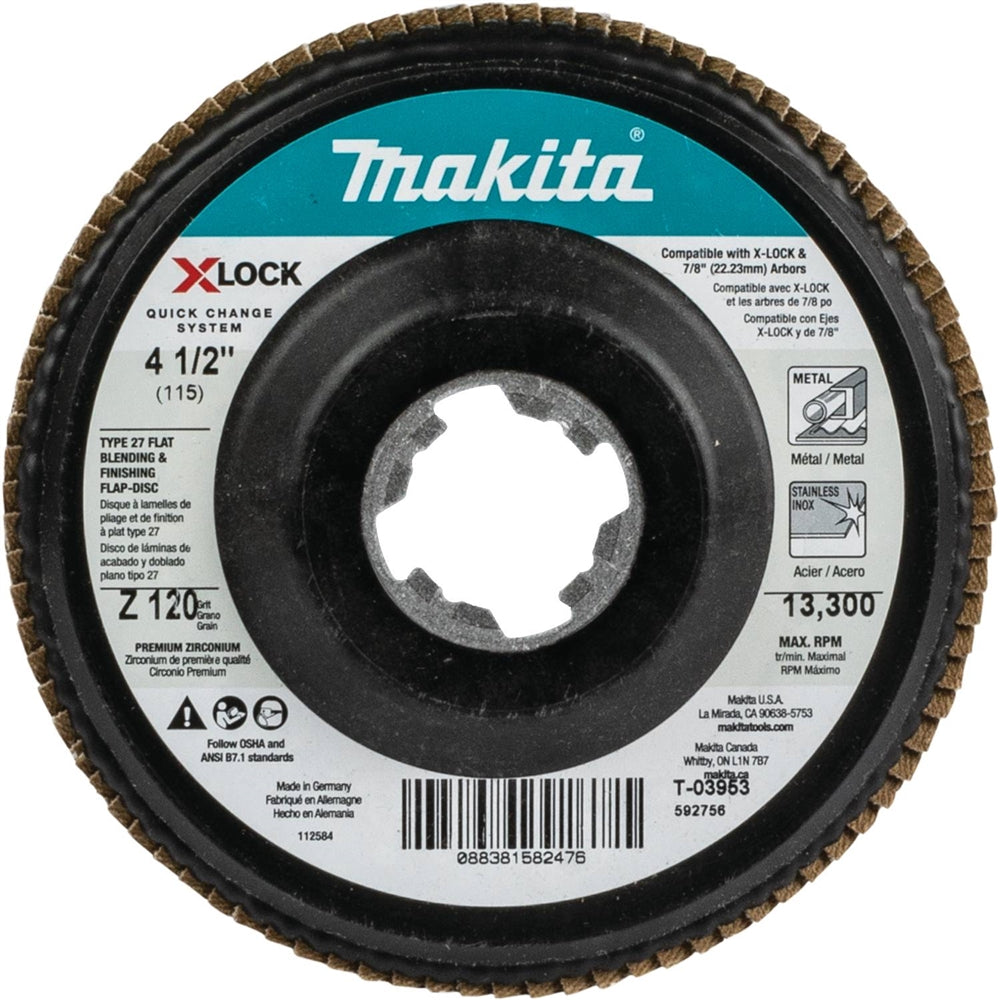 Makita T-03953 X-LOCK 4-1/2in. 120G Flap Disc - Ace Tool Group - Makita
