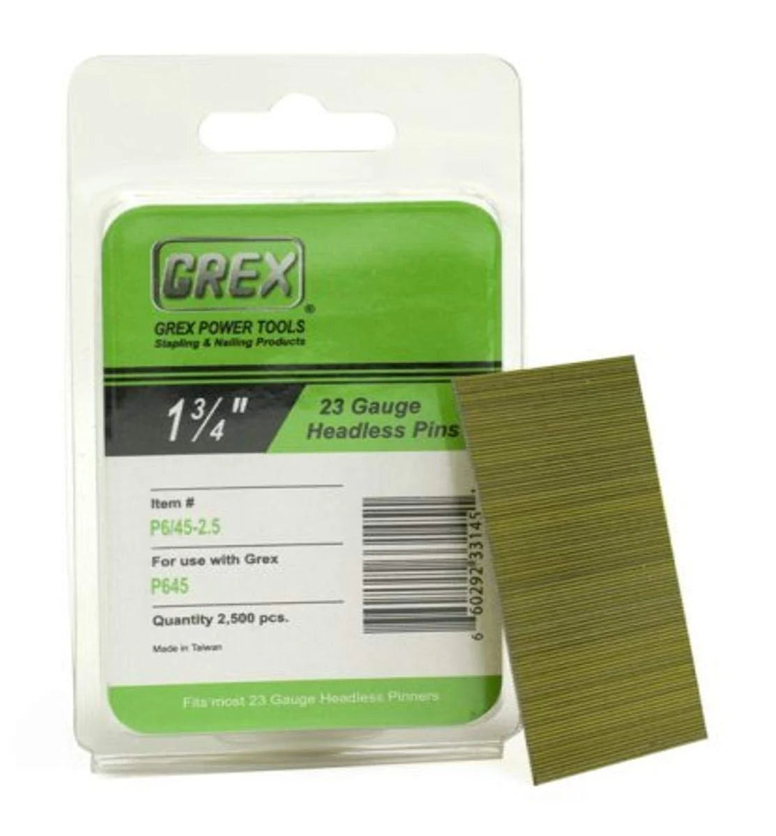 Grex P6/45-2.5 23 Gauge 1-3/4-Inch Length Headless Pins 2500 ct. - Ace Tool Group - Grex