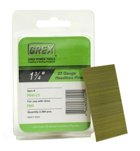 Grex P6/45-2.5 23 Gauge 1-3/4-Inch Length Headless Pins 2500 ct. - Ace Tool Group - Grex