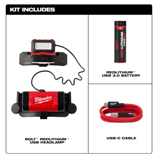 Milwaukee 2018R MILWAUKEE® BOLT™ Rechargeable Low-Profile Headlamp - Ace Tool Group - milwaukee