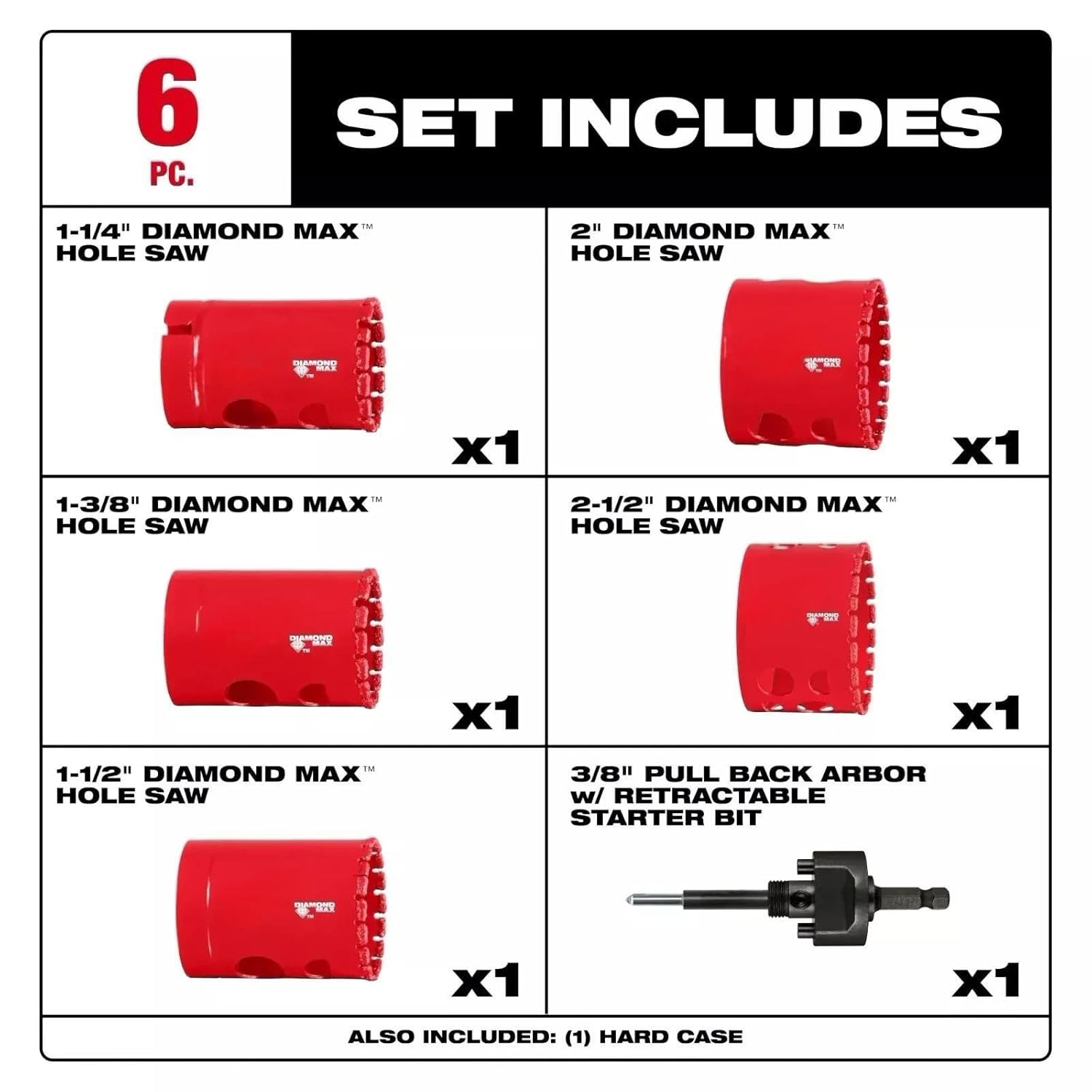 Milwaukee 49-56-5730  Diamond Max Hole Saw Set - 6PC - Ace Tool Group - Milwaukee