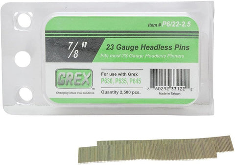 Grex P6/22-2.5 23 Gauge 7/8-Inch Headless Pins 2500 ct. - Ace Tool Group - Grex