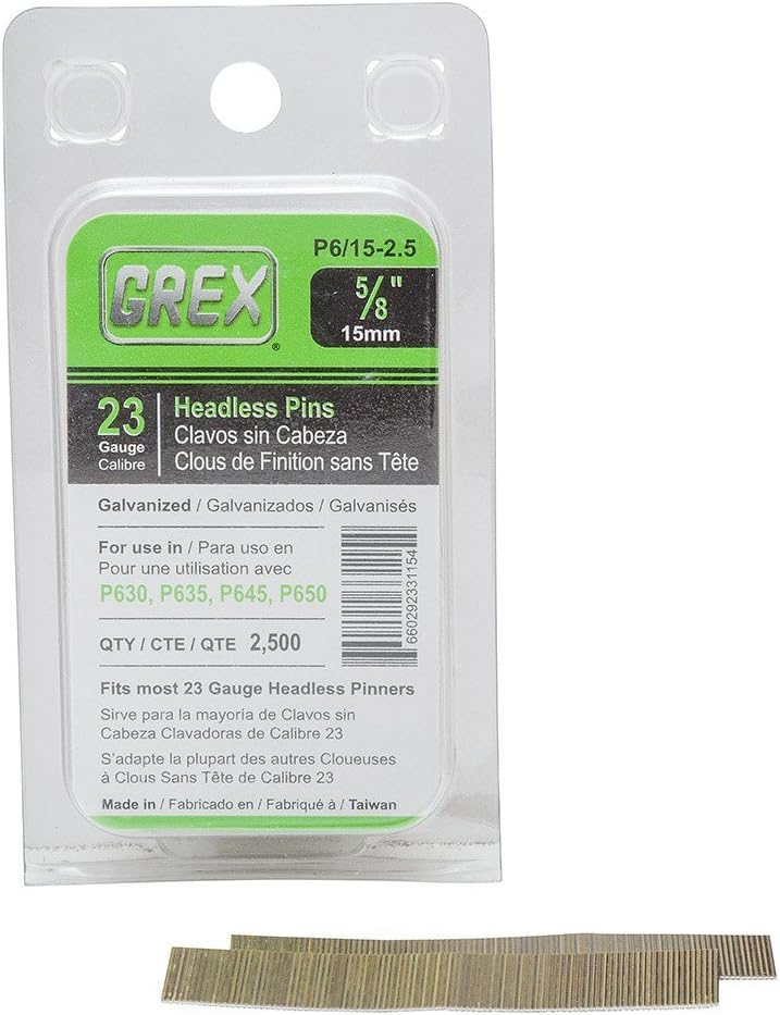 Grex P6/15-2.5 23 Gauge 5/8-Inch Headless Pins 2500 pk. - Ace Tool Group - Grex