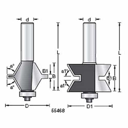 Amana Tool 55468 60 Degree Edge Banding Router Bit Set - Ace Tool Group - Amana Tool