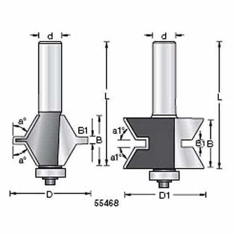 Amana Tool 55468 60 Degree Edge Banding Router Bit Set - Ace Tool Group - Amana Tool