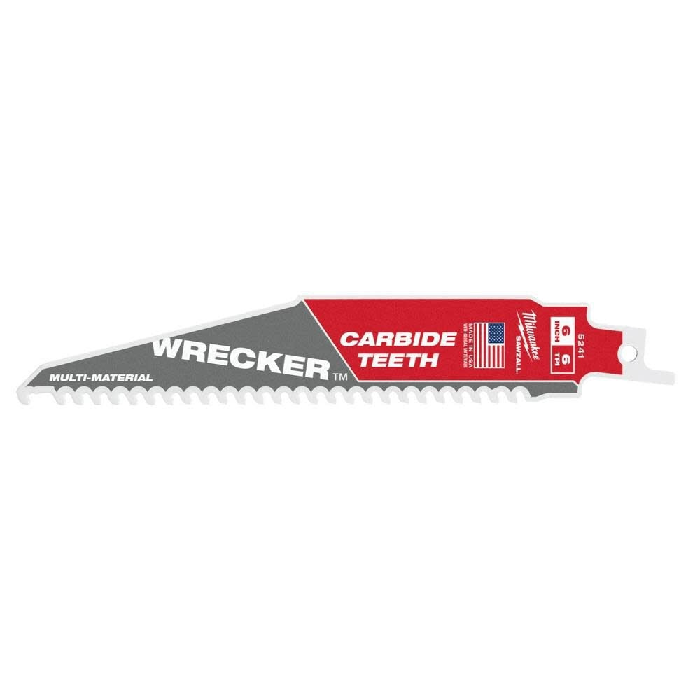 Milwaukee 48-00-5541 6" 6 TPI THE WRECKER with Carbide Teeth SAWZALL Blade 5PK - Ace Tool Group - Milwaukee