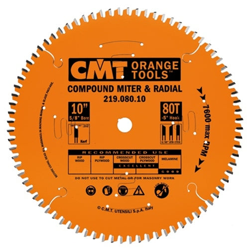 CMT 219.080.10 10-Inch x 80 Teeth Miter Saw Blade - Ace Tool Group - CMT