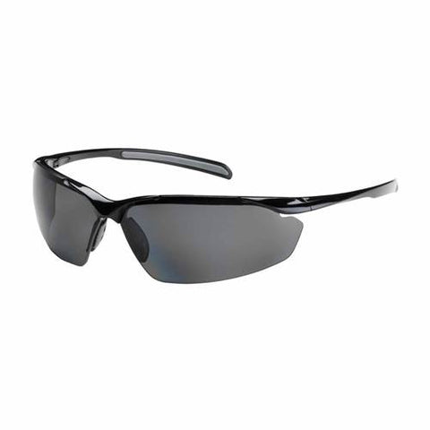 PIP 250-33-0041 Commander Eyewear, Polarized Gray Polycarbonate Lens, Anti-Scratch, Semi-Rimless, Gloss Black Frame, Non-Slip Nose And Temple Pads, 9.5 -12 Pack - Ace Tool Group - Protective Industrial Products