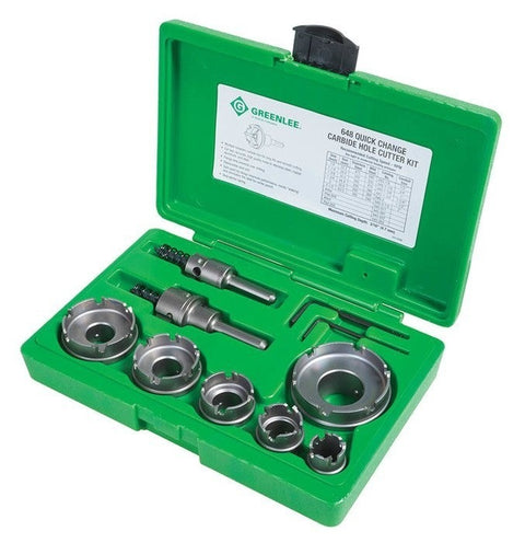 Greenlee 648 8PC Quick-Change Carbide-Tipped Hole Cutter Set (7/8" - 2-1/2") - Ace Tool Group - Greenlee
