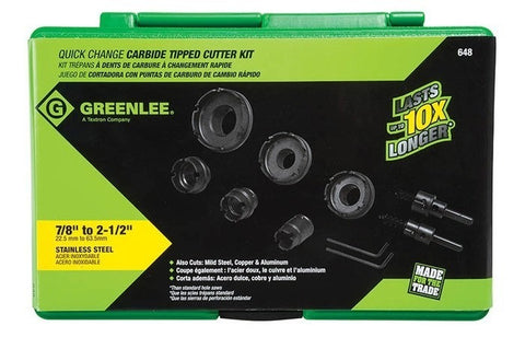 Greenlee 648 8PC Quick-Change Carbide-Tipped Hole Cutter Set (7/8" - 2-1/2") - Ace Tool Group - Greenlee