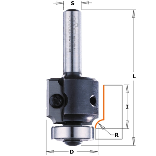 CMT 661.064.11 Insert Carbide Roundover Bit, 1/4-Inch Radius, 1-1/8-Inch Diameter, 1/4-Inch Shank - Ace Tool Group - CMT