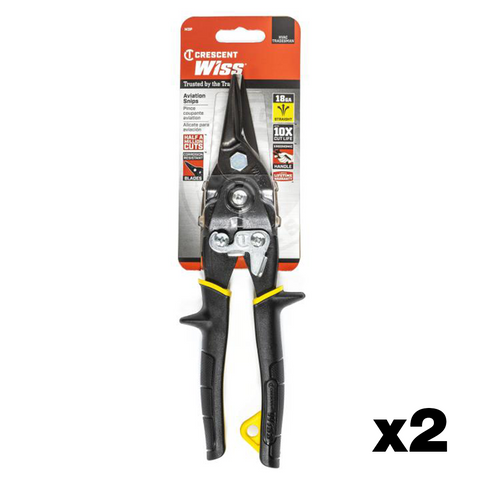 Crescent M3P 9-3/4" Compound Action Straight, Left & Right Cut Snips (Yellow) (2 Pack) - Ace Tool Group - Crescent