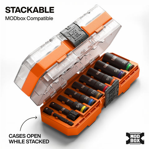 Klein 65109IMPCT KNECT™ Deep-Well 3/8-Inch Drive Impact Socket Set, SAE, 9-Piece - Ace Tool Group - Ace Tool Group