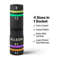 Klein KLE-6512MQS Quad-4 Heavy-Duty Impact Flip Socket, Metric, 6-1/2-Inch Shaft, 2-Piece - Ace Tool Group - Klein Tools