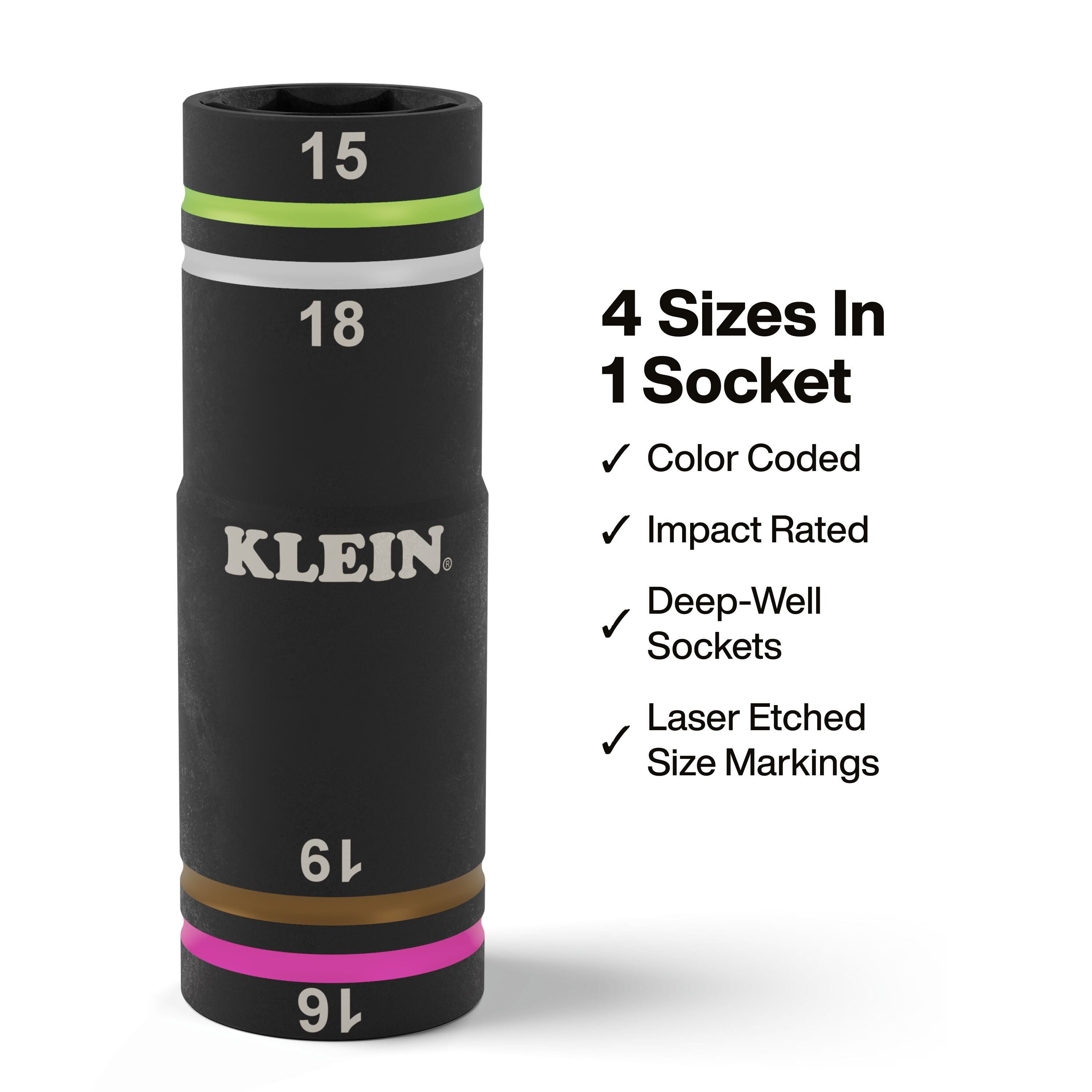 Klein KLE-6513MQS KNECT™ Quad-4 Heavy-Duty Impact Flip Socket, Metric, 2-Piece - Ace Tool Group - Klein Tools