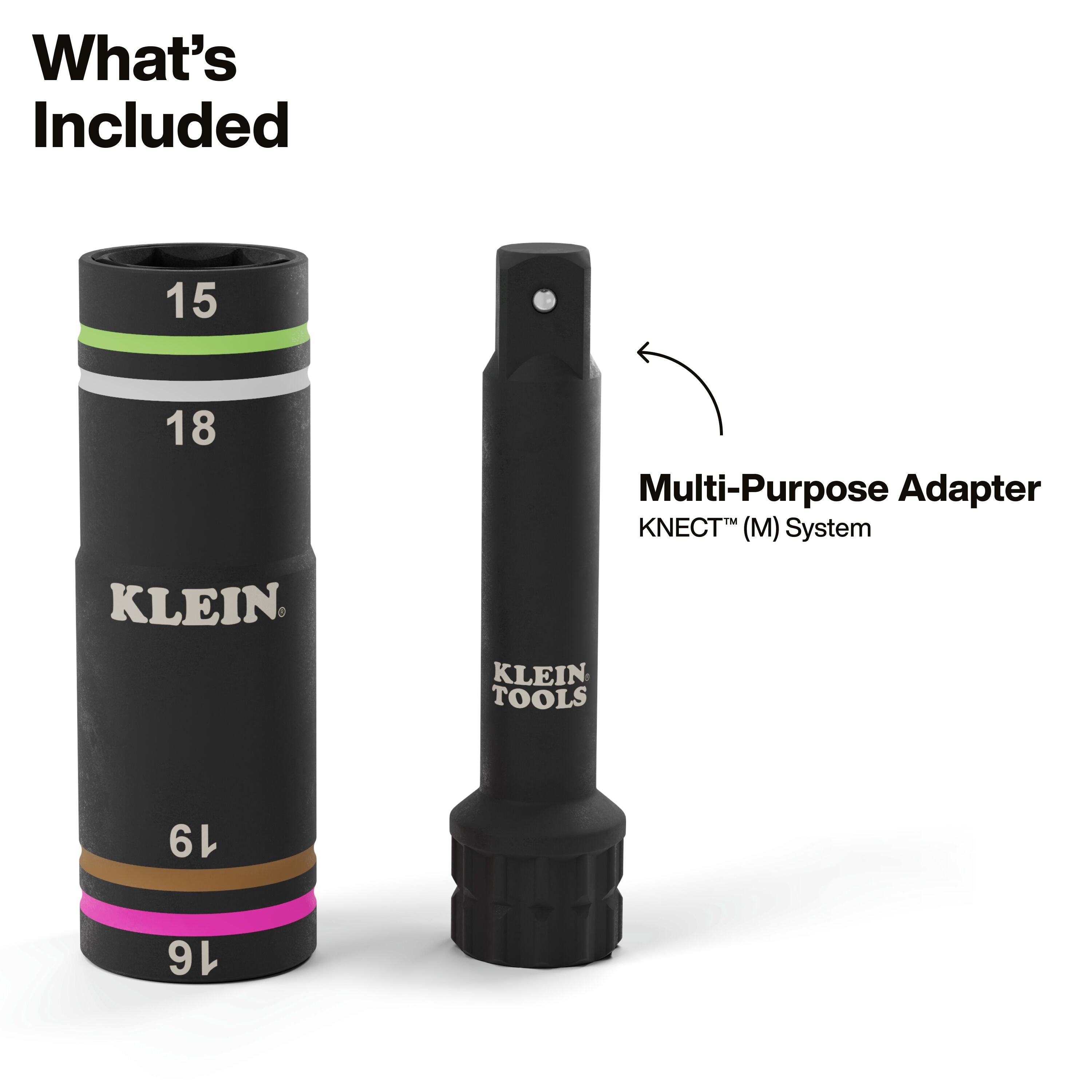 Klein KLE-6513MQS KNECT™ Quad-4 Heavy-Duty Impact Flip Socket, Metric, 2-Piece - Ace Tool Group - Klein Tools
