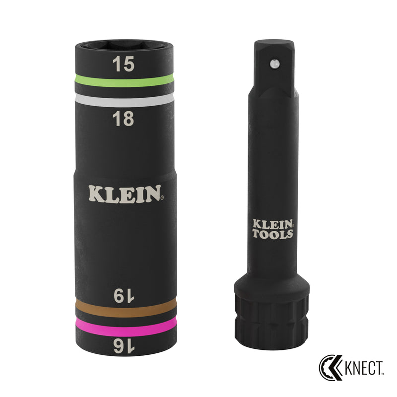 Klein KLE-6513MQS KNECT™ Quad-4 Heavy-Duty Impact Flip Socket, Metric, 2-Piece - Ace Tool Group - Klein Tools