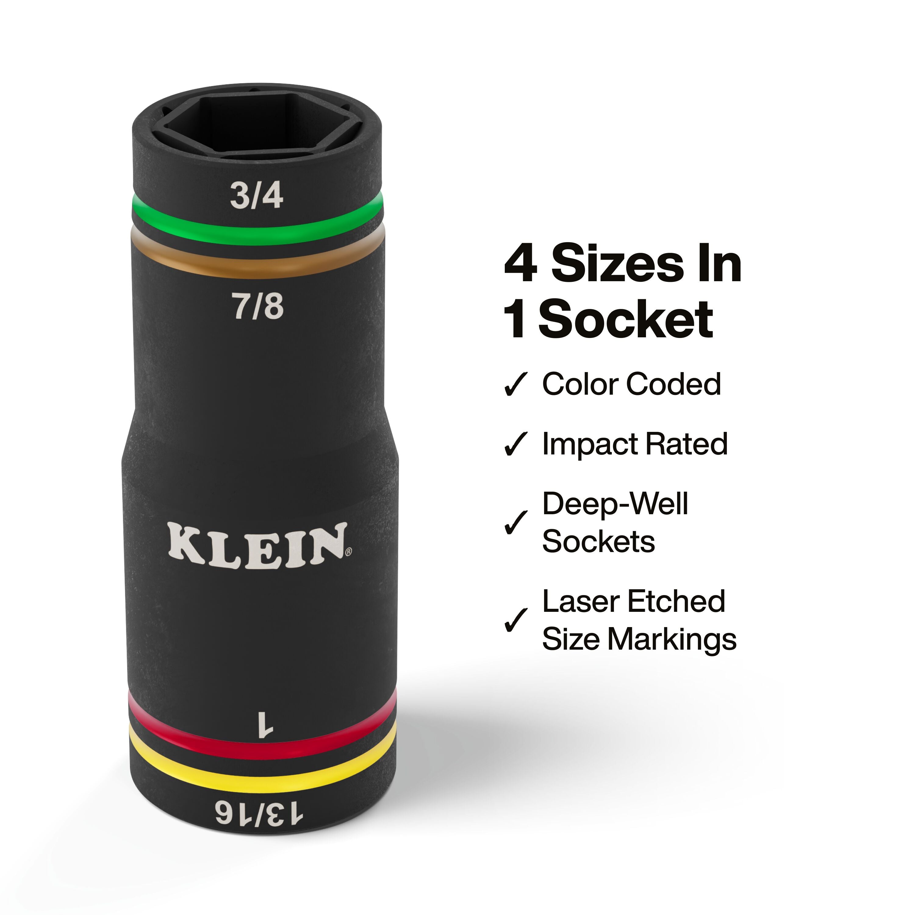 Klein KLE-6513QS KNECT™ Quad-4 Heavy-Duty Impact Flip Socket, SAE, 2-Piece - Ace Tool Group - Klein Tools